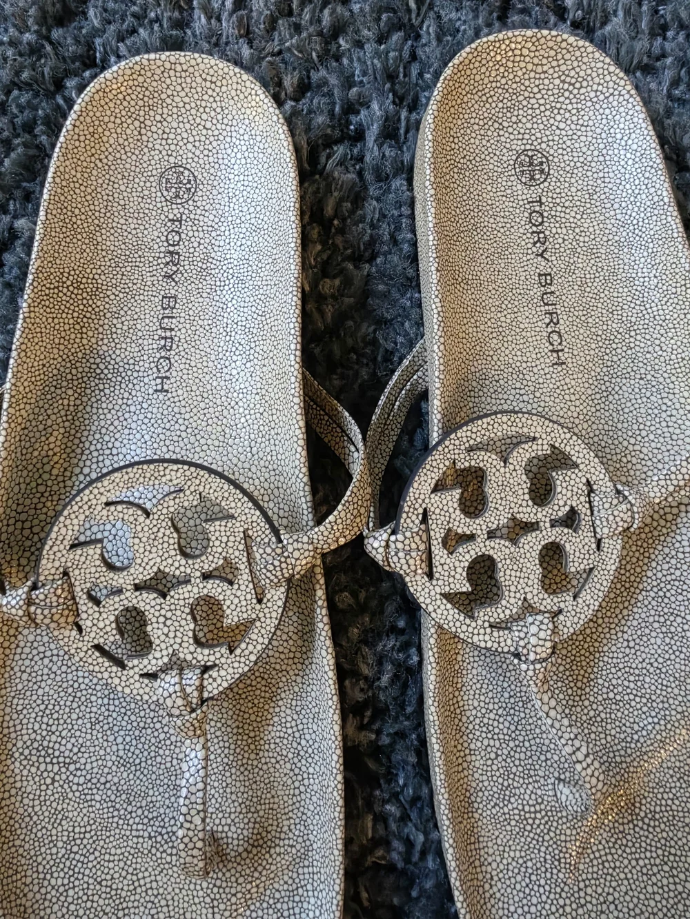 Tory Burch Beige Logo Thong Sandals Size 13